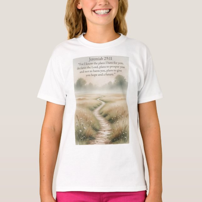 Bible Jeremiah 29:11 Christian Girl's Tee Shirt (Vorderseite)