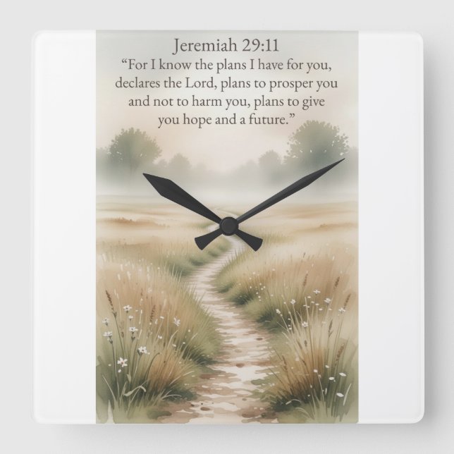 Bible Jeremiah 29:11 Christian Wall Clock Quadratische Wanduhr (Vorderseite)