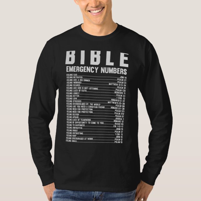 Bible-Notrufnummern Cool Christlich T-Shirt (Vorderseite)