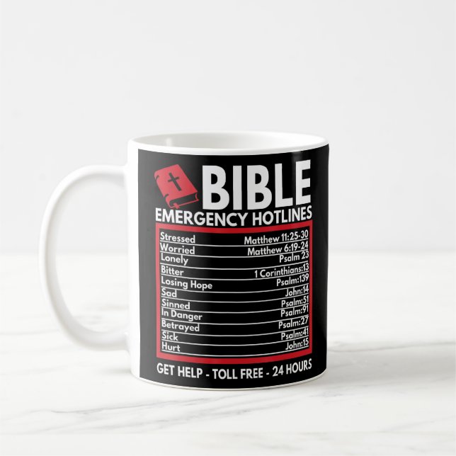 Bible Notrufnummern Funny Christlich Bible & J Kaffeetasse (Links)