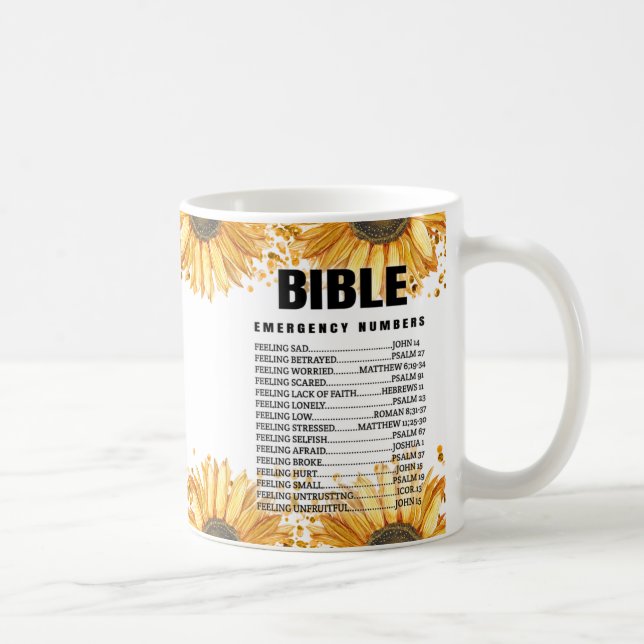 Bible Notrufnummern Sonnenblumen Kaffeetasse (Rechts)