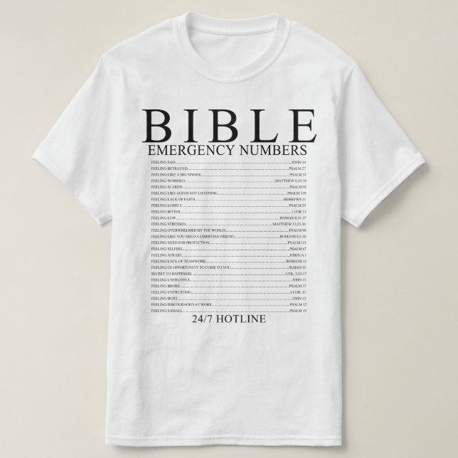Bible-Notrufnummern T-Shirt (Design vorne)