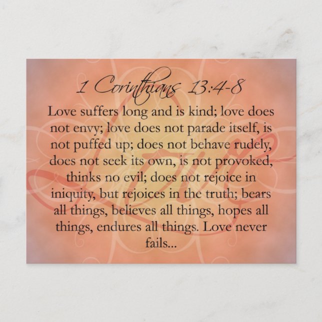 Bible Scripting-Liebe auf Orange Vintag Postkarte (Vorderseite)