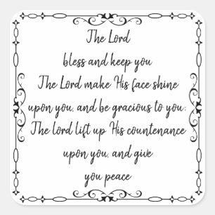 Bible Scripture Aaronic Segen Nummer 6:24-26 Quadratischer Aufkleber