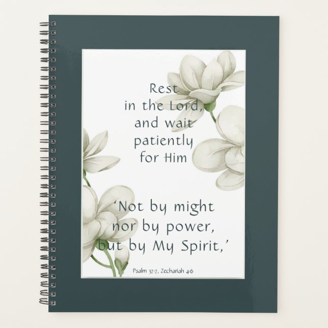 Bible Scripture Encouragement Quotes White Flower  Planer (Vorderseite)