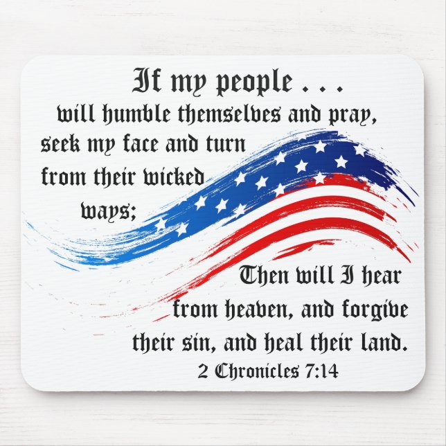 Bible Verse 2 Chronicles 7:14, USA Flag Mousepad (Vorne)