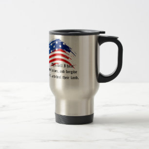 Bible Verse 2 Chronicles 7:14, USA Flag Tasse