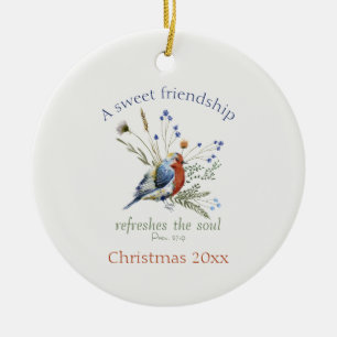 Bible Verse "A Sweet Friendship" Wasserfarbenvogel Keramik Ornament