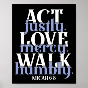 Bible Verse Act Justy Liebe Mercy Walk Humbly Poster