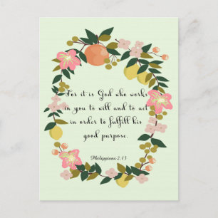 Bible Verse Art - Philippinen 2:13 Postkarte