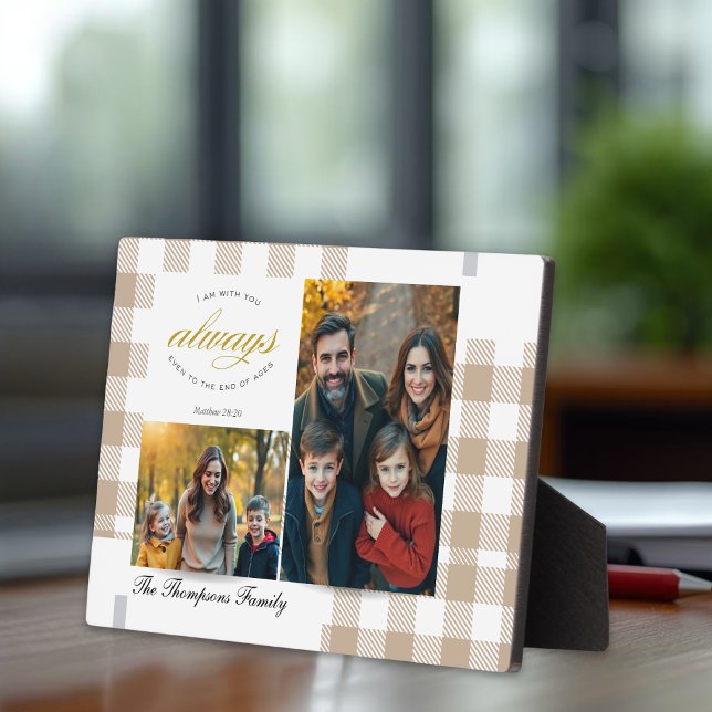 Bible Verse Beige Family Photo Collage Scripture Fotoplatte (Von Creator hochgeladen)