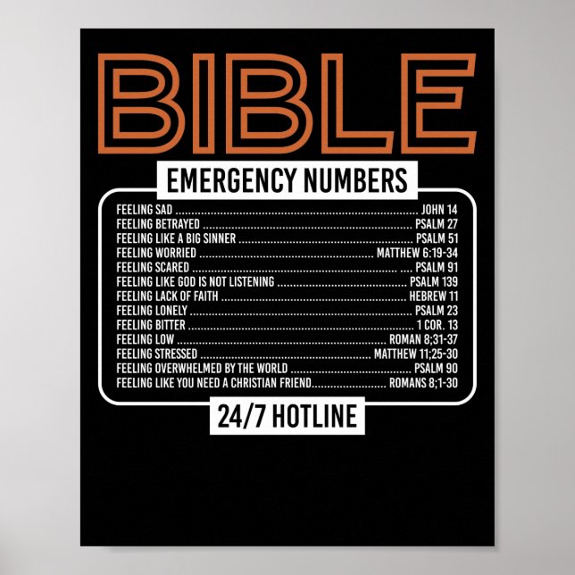 Bible Verse Bible Notnummern Gott Poster (Vorne)