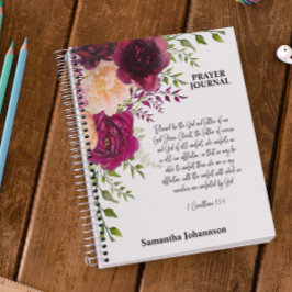 Bible Verse Burgundy Floral Prayer Journal Notizbuch