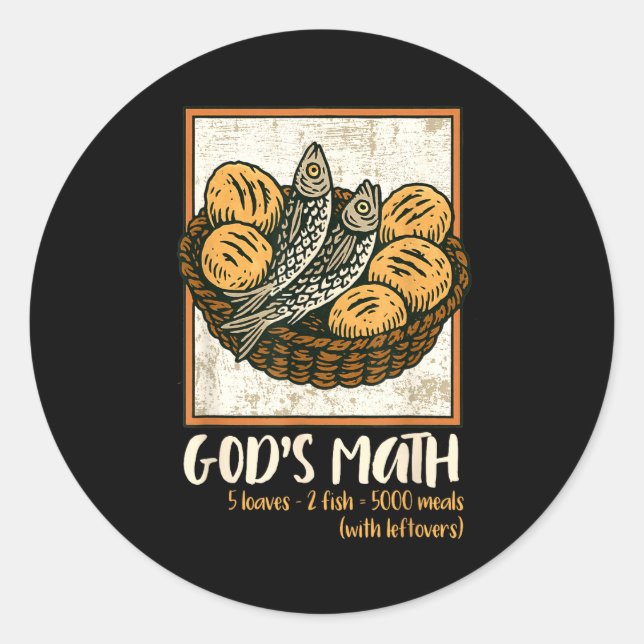 Bible Verse Christian Jesus Fishes &amp; Loaves Go Runder Aufkleber (Vorderseite)