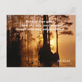 Bible Verse Job 33:14 Gott spricht Postkarte