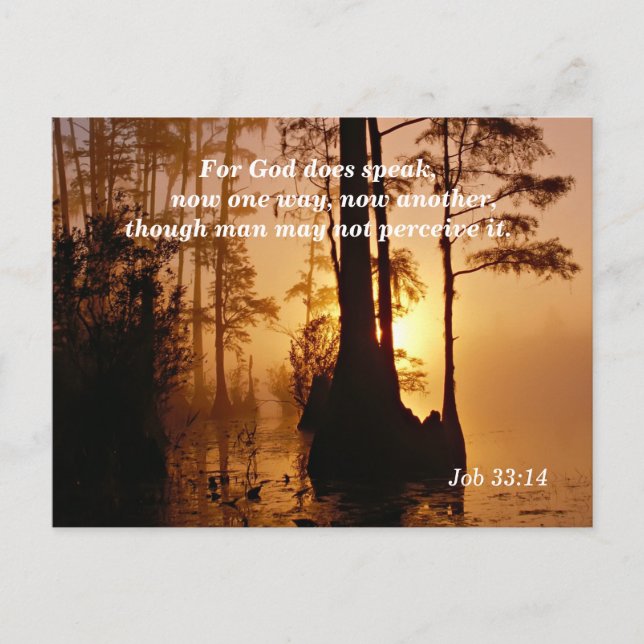 Bible Verse Job 33:14 Gott spricht Postkarte (Vorderseite)