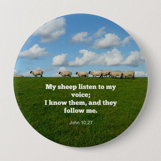 Bible verse, John 10:27, Button (Vorderseite)