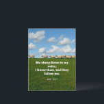Bible verse, John 10:27, Postkarte<br><div class="desc">Famous scripture verse,  John 10:27,  My sheep listen to my voice; I know them,  and they follow me.</div>