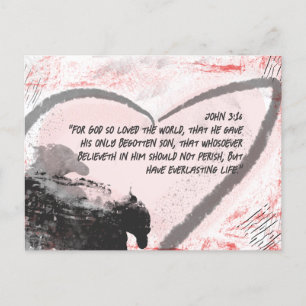 Bible Verse John 3:16 Grunge Herz Postkarte
