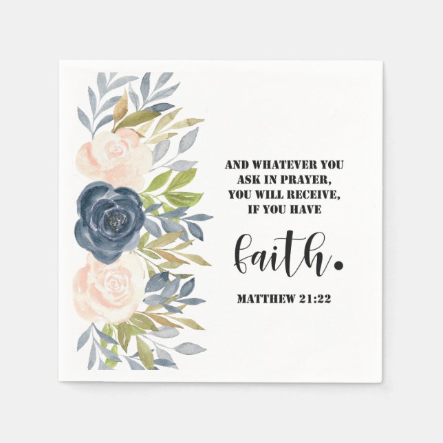 Bible verse Matthew Floral  Square  Serviette (Vorderseite)