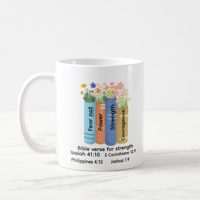 Bible verse of strength , Floral Book Lover faith Kaffeetasse (Links)