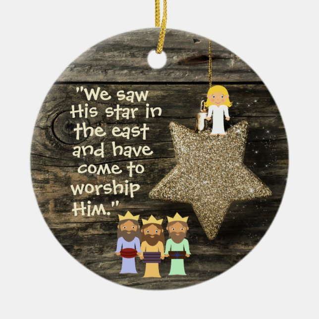 Bible Verse Personalisierte Weihnachtsfeier Keramik Ornament (Vorne)
