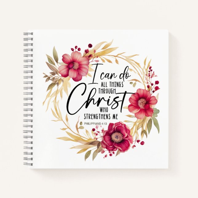 Bible Verse Philippians 4:13 - Spiral Notebook Notizbuch (Vorderseite)