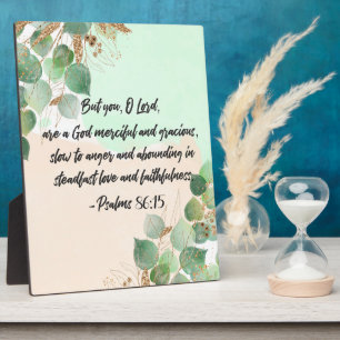 Bible Verse Psalm Green Gold Blätter Scripting Fotoplatte