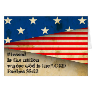 Bible Verse Psalms 33:12 Vintage USA Flag Card