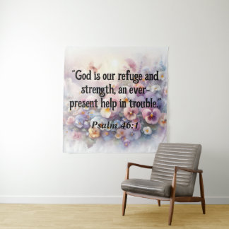 Bible verse Psalms typography floral watercolor Wandteppich