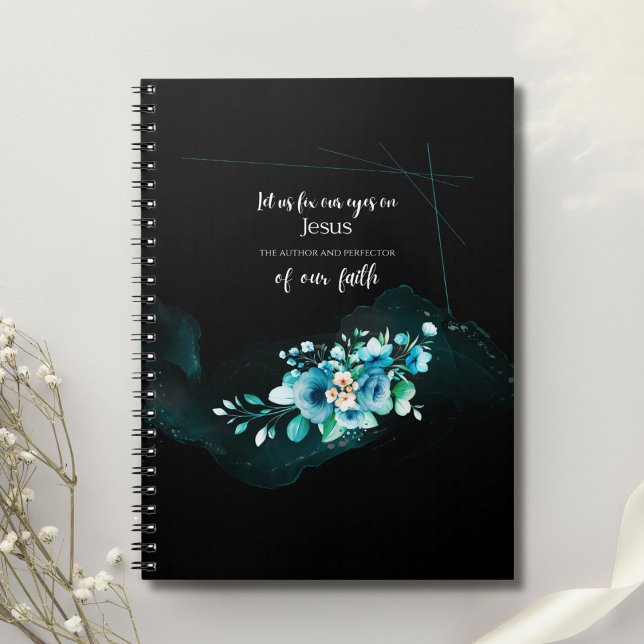 Bible Verse Scripting mit Blue Watercolor-Blume Notizblock (Von Creator hochgeladen)