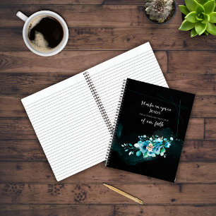 Bible Verse Scripting mit Blue Watercolor-Blume Notizbuch