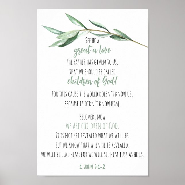 Bible Verse Scripting Wall Art Eukalyptus 1 John Poster (Vorne)