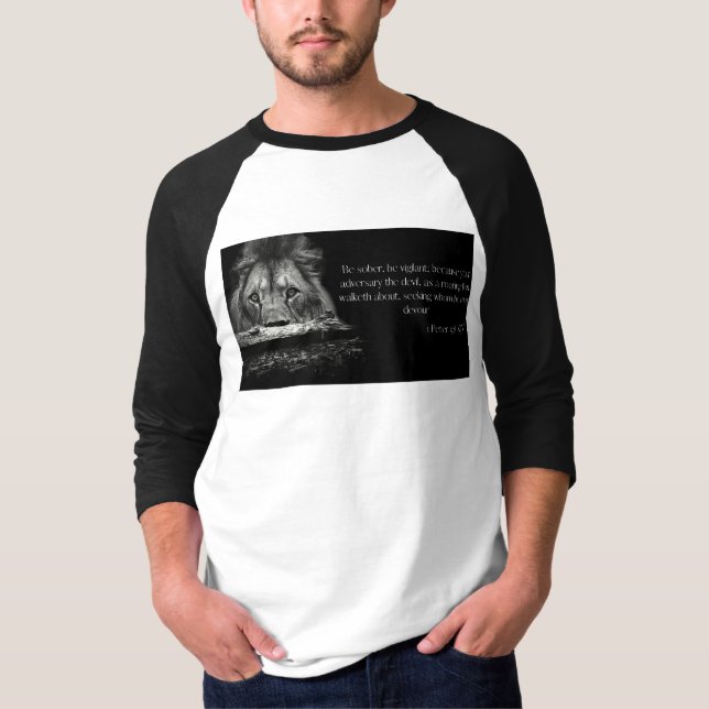 Bible Verse Scripture 1 Peter 5:8 KJV 3/4 Herren T-Shirt (Vorderseite)