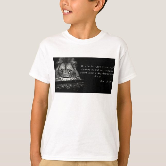 Bible Verse Scripture 1 Peter 5:8 KJV Boy's T-Shirt (Vorderseite)