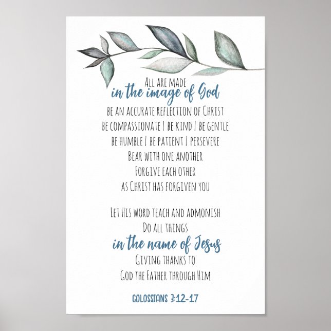 Bible Verse Scripture Wall Art Image von Gott Poster (Vorne)