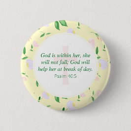 Bible Verse Yellow Spring Watercolor Floral Button