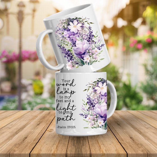 Bible Verse Your Word Is a Light Coffee Mug Kaffeetasse (Bible verse floral mugs)