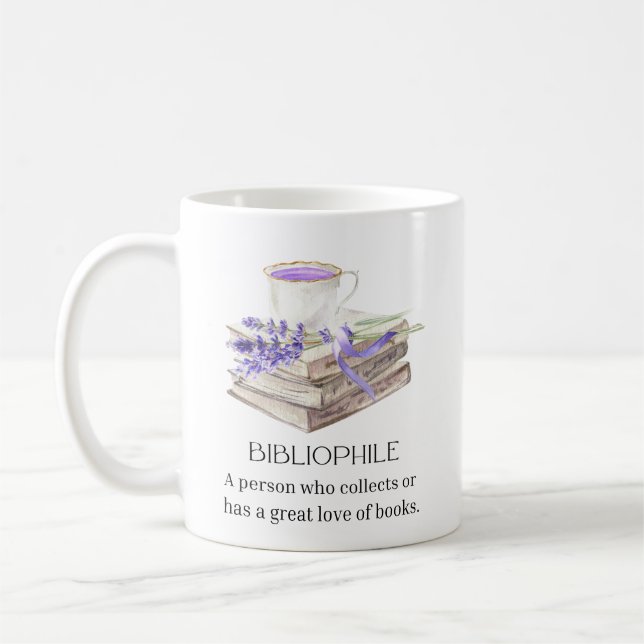 bibliophiler Buchliebhaber Kaffeetasse (Links)