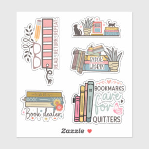 Bibliophile's Delight: Quirky & Colorful Book Stic Aufkleber