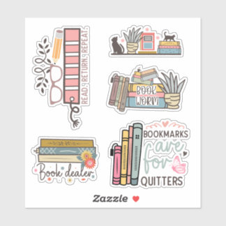 Bibliophile's Delight: Quirky & Colorful Book Stic Aufkleber
