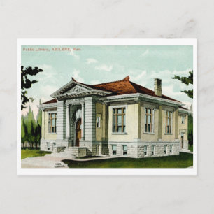 Bibliothek, Abilene, KS 1908 Vintag Postkarte