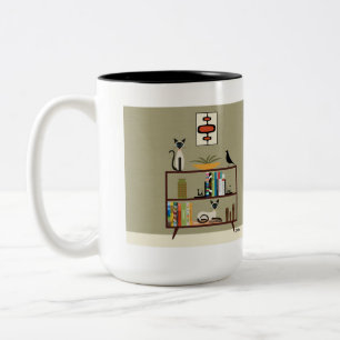 Bibliothek aus dem Mittelalter mit siamesischen Ka Zweifarbige Tasse