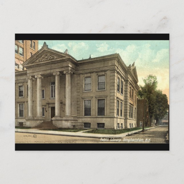 Bibliothek, Binghamton NY Vintag 1909 Postkarte (Vorderseite)