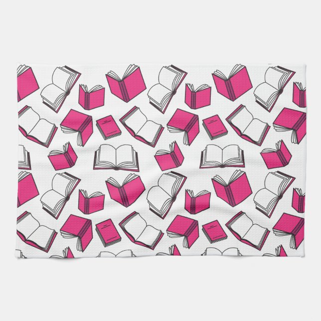 Bibliothek Bücher Spaß Bibliothekar Bookworm Pink  Geschirrtuch (Horizontal)