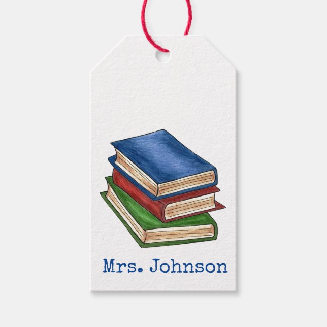 Bibliothek Buchstapler Lehrer Bibliothekare Erzieh Geschenkanhänger (Vorderseite)