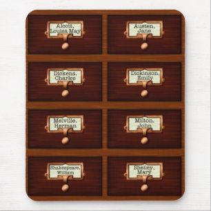 Bibliothek bucht Holzkartenkataloganzeiger Lesen Mousepad