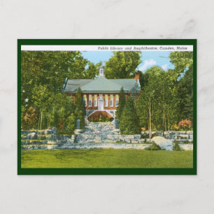 Bibliothek, Camden, Maine Vintag Postkarte