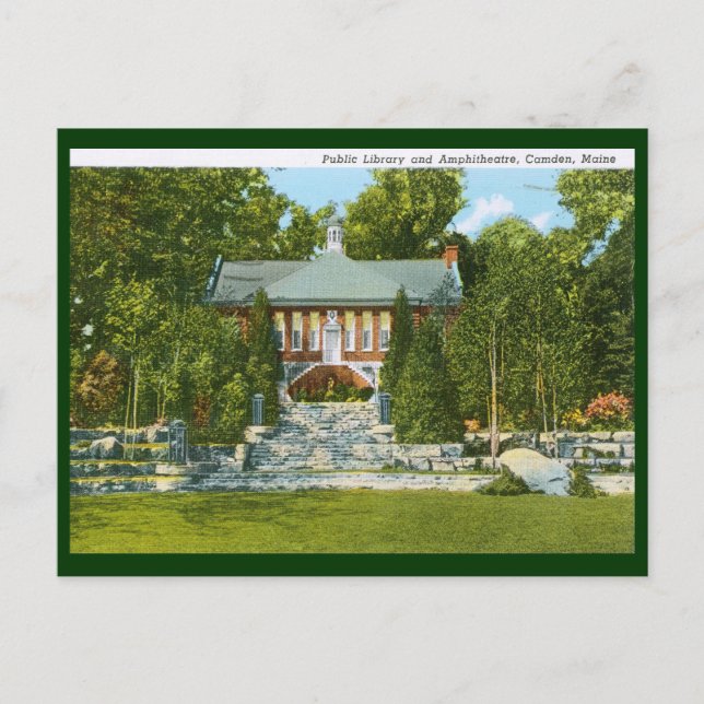 Bibliothek, Camden, Maine Vintag Postkarte (Vorderseite)