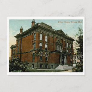 Bibliothek, Detroit, MI 1909 Vintage Postkarte